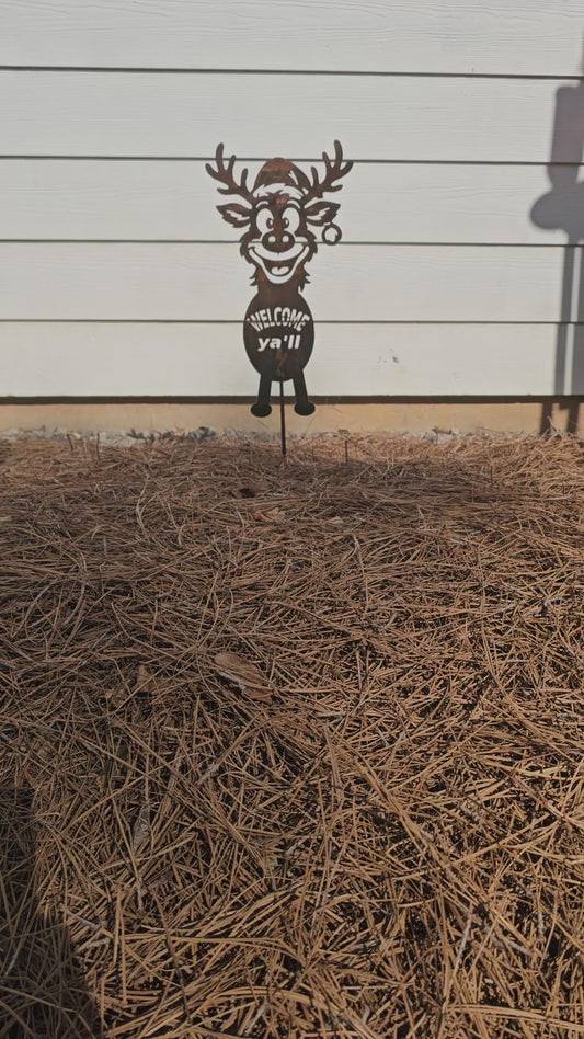 Welcome Reindeer Yard Stake