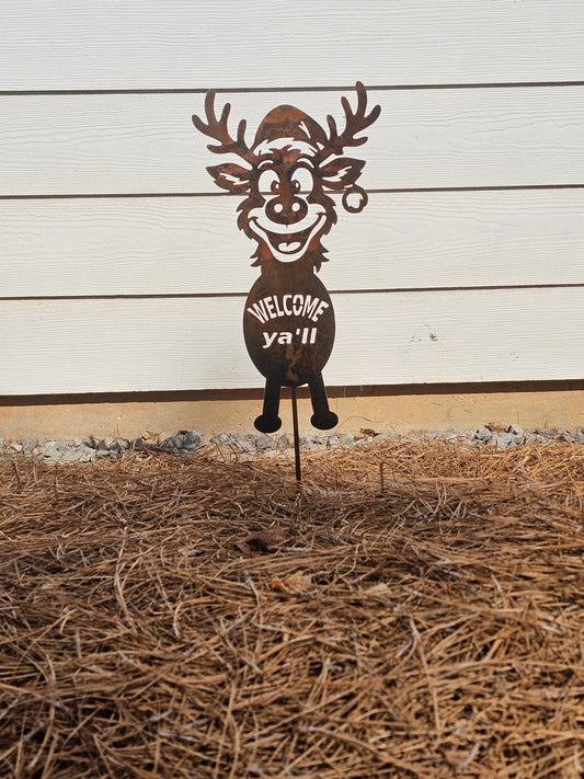 Welcome Reindeer Yard Stake