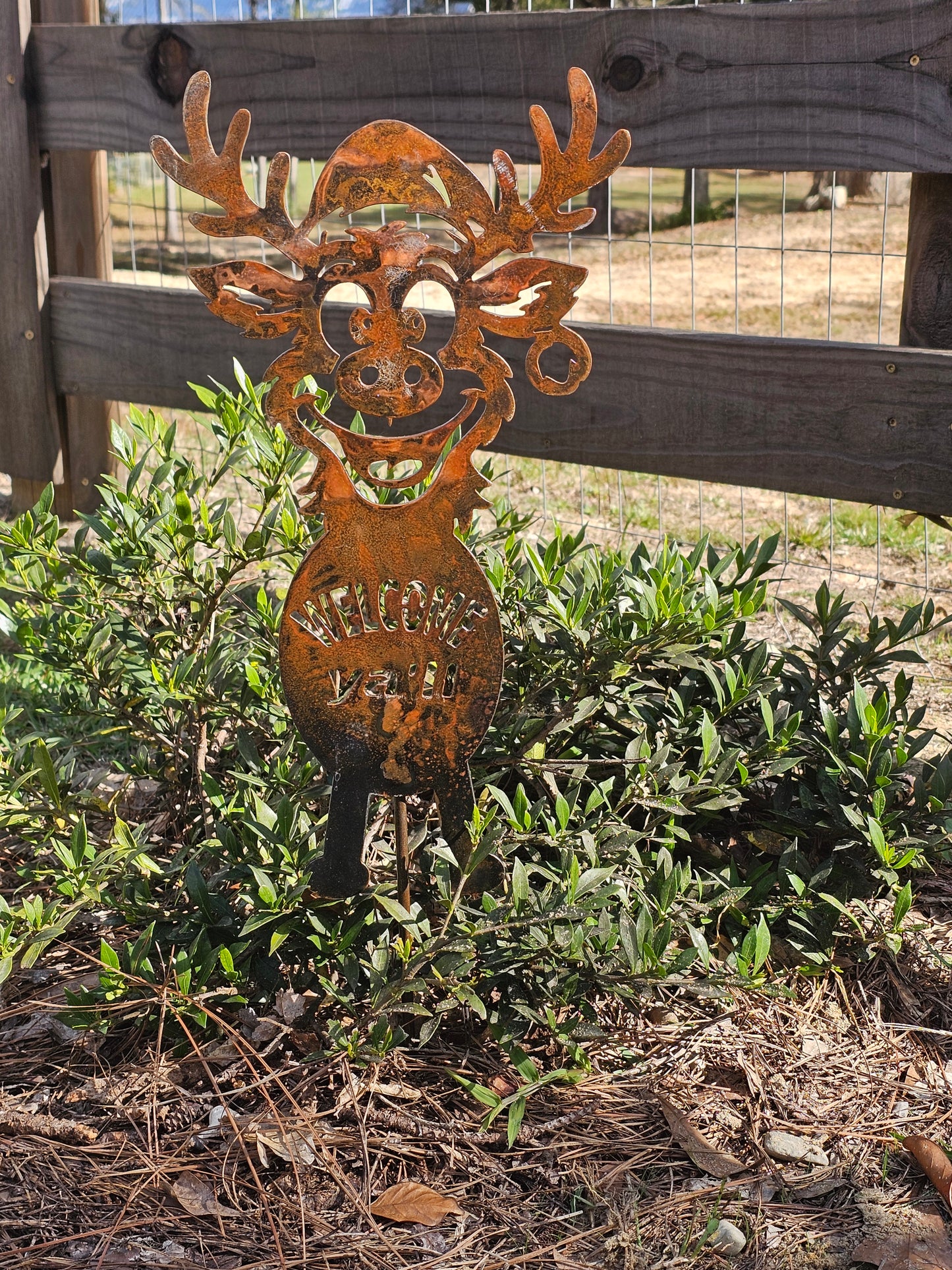 Welcome Reindeer Yard Stake
