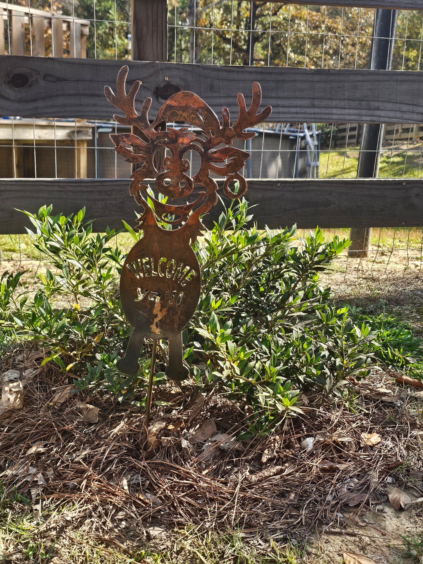 Welcome Reindeer Yard Stake
